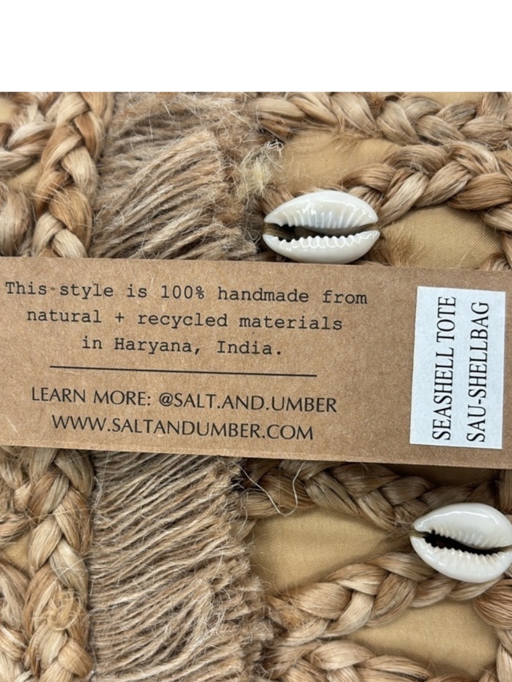NWT- Salt + Umber Jute Seashell  Woven Tote - Picture 10 of 16